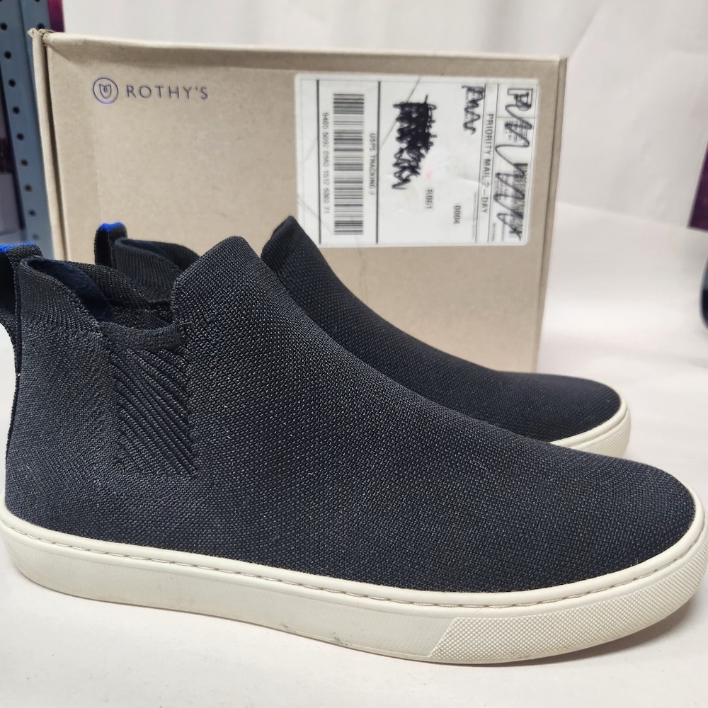 Rothys The Chelsea Knit Pull On Booties Boots Sz 10 Black